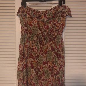 Floral strapless mini dress flowy